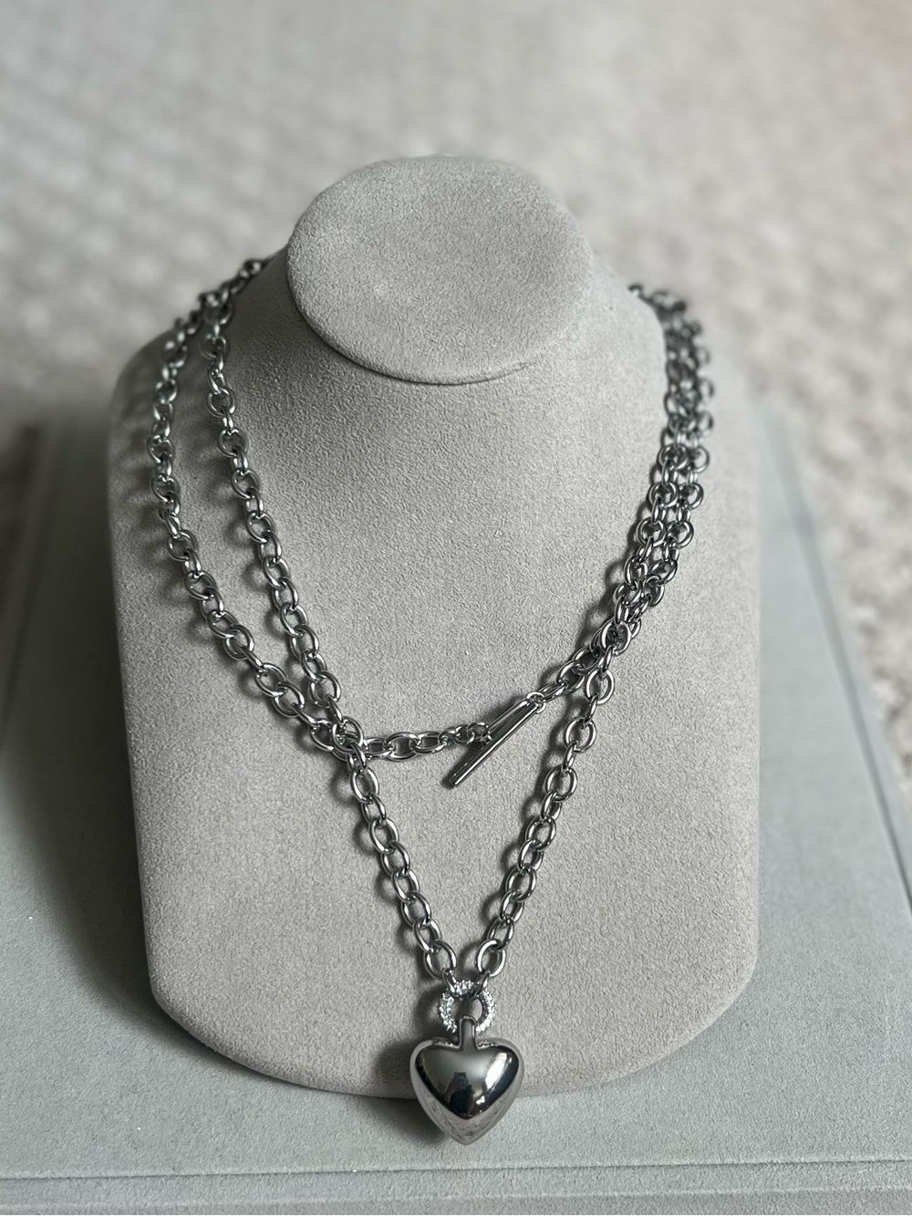 Michael Kors Pavé Puffy Heart Pendant Necklace